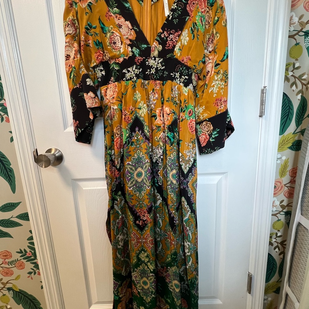 NWOT Anthropologie Multicolor Floral Long Sleeve Kimono Dress